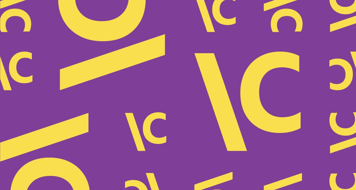 Diversos logos do Itaú Cultural em amarelo sobre fundo roxo. Diversos logos do Itaú Cultural em amarelo sobre fundo roxo.